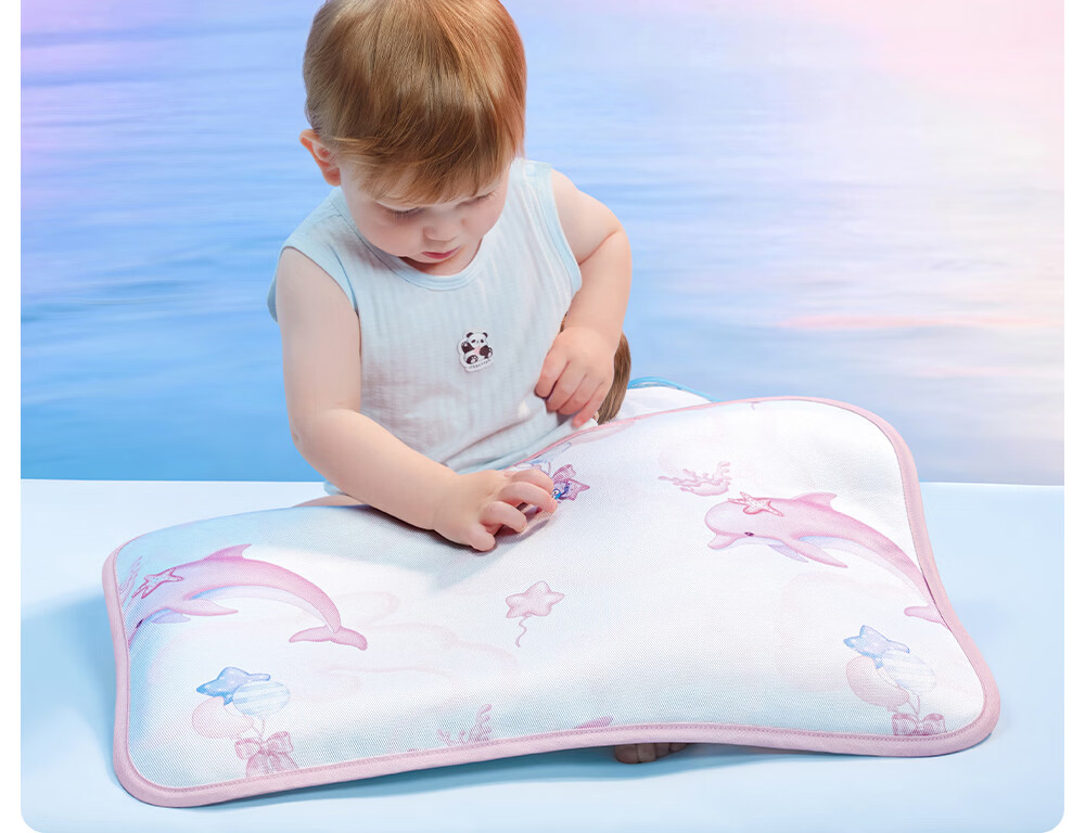 Beitaisi Children's Pillow, Summer Breathable Baby Ice Silk Cool Pillow, for Ages 3-6, Infant Kindergarten Pillow, Cloud Slice Pillow, Mushroom Farm 46