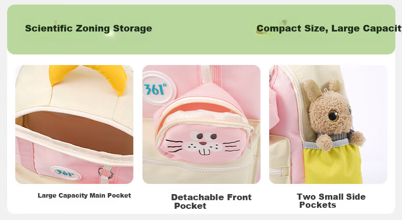 361° Kindergarten Backpack Lightweight Outdoor Kids Small Schoolbag Spring Autumn Double Shoulder Bag for Boys and Girls Elementary School Tutoring Bag 12