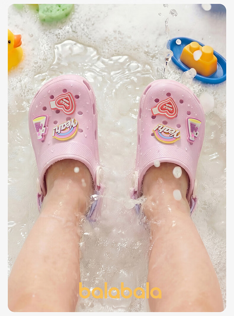 Balabala Kids Summer Slippers Boys Indoor Cute Hole Shoes Soft Sole Lightweight Cartoon Beach Shoes 9