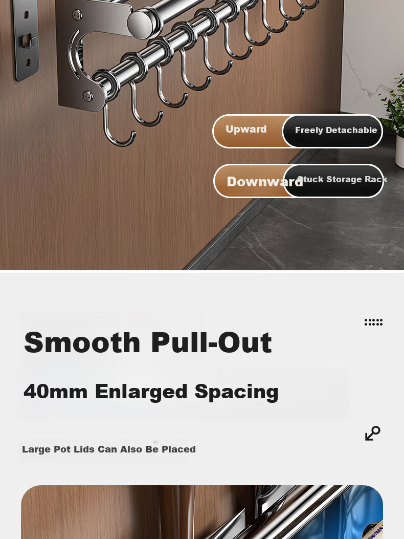 Sijimuge Kitchen Storage Rack 304 Stainless Steel No-Drill Wall-Mounted Multifunctional Household Utensil Organizer Spice Rack Knife Holder 8