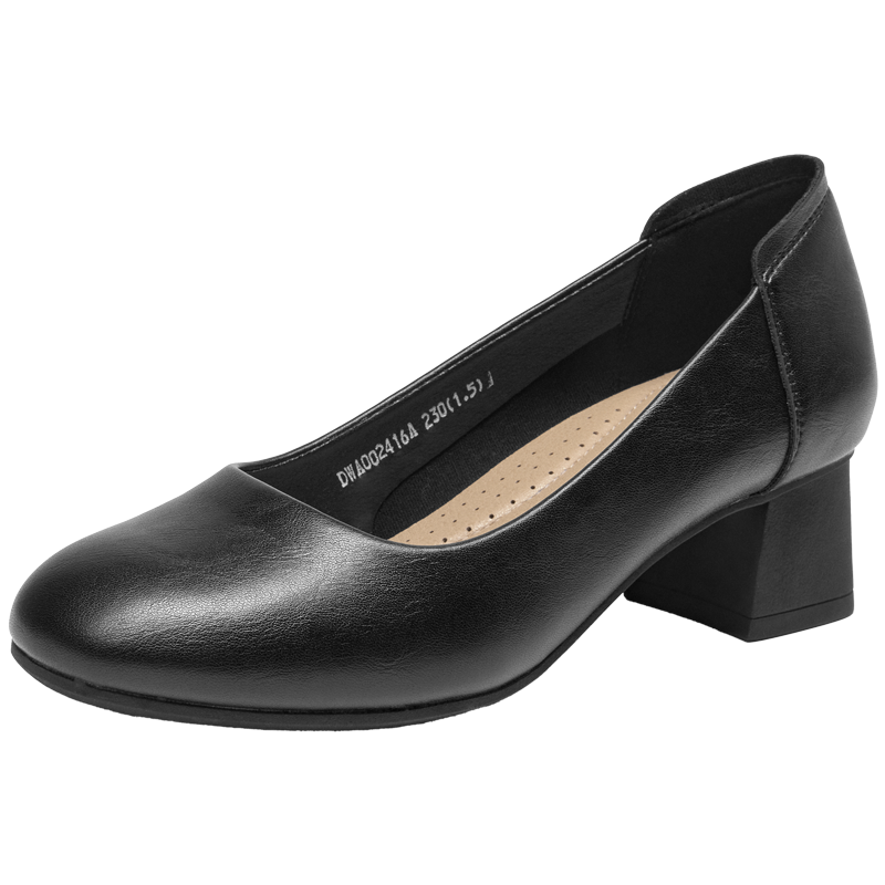 Dustodusto Black Chunky Heel Slip-On Women's Pumps 2026 Spring New Soft Sole Shallow Mouth Work Shoes
