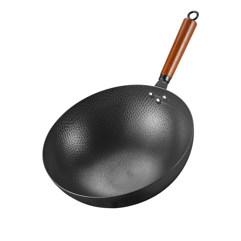 Midea Cast Iron Wok Healthy Non-Coated Iron Stir-Fry Pan 32cm for Home Gas Stove and Induction Cooker