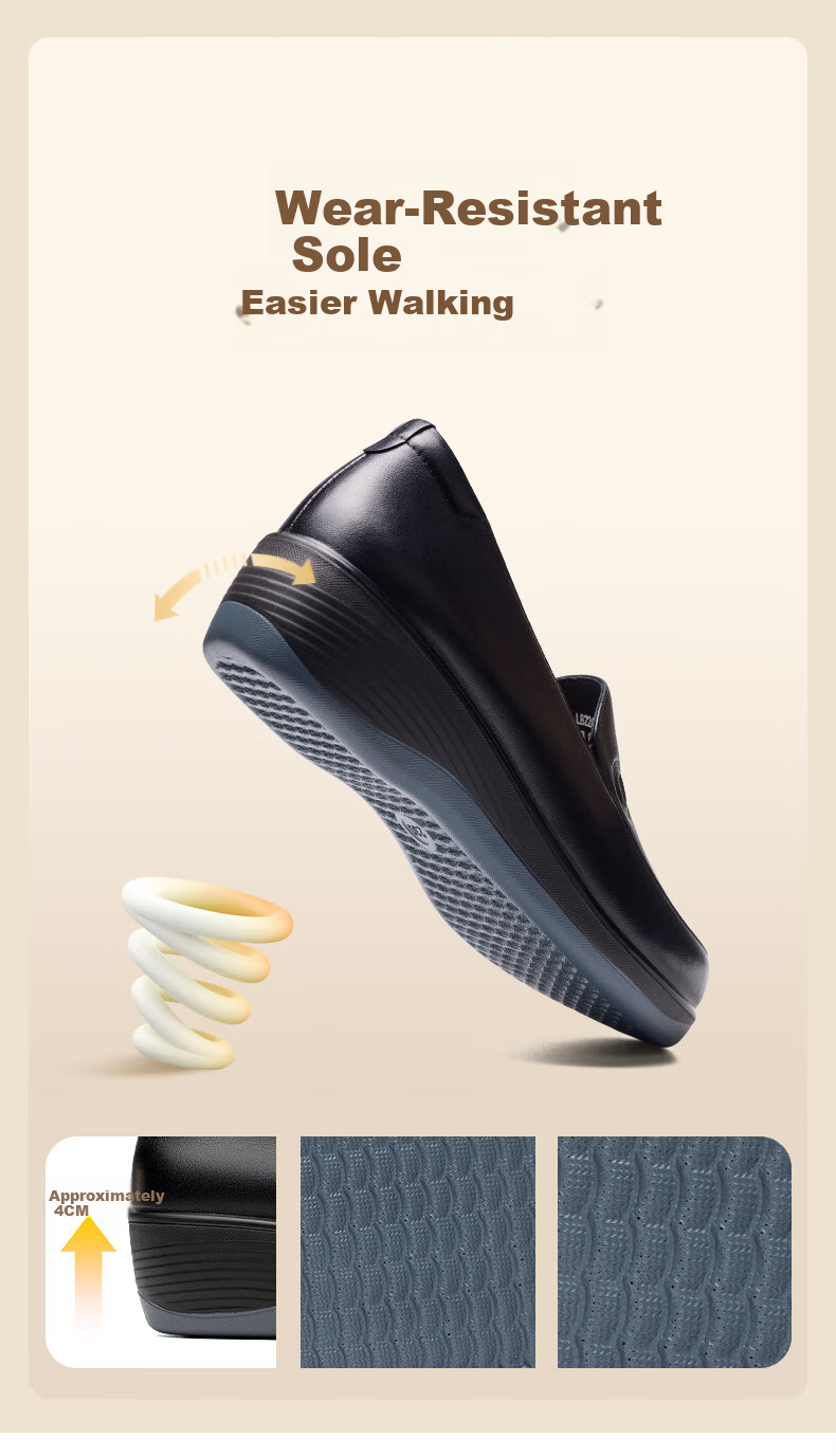LAORENTOU First Layer Cowhide Soft Sole Comfortable Wedge Women's Loafers Fashion Casual Mom Shoes LB226 Black 37 6