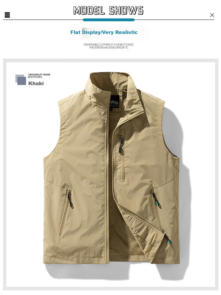 TUCANO Men's Vest Spring Summer Outdoor Fishing Photography Jacket Deep Blue 4XL Father's Day Gift 15
