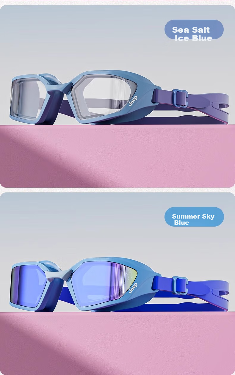 JEEP Kids Swimming Goggles Boys Waterproof Anti-Fog HD Youth Girls Swim Glasses Sea Salt Ice Blue 300° 12
