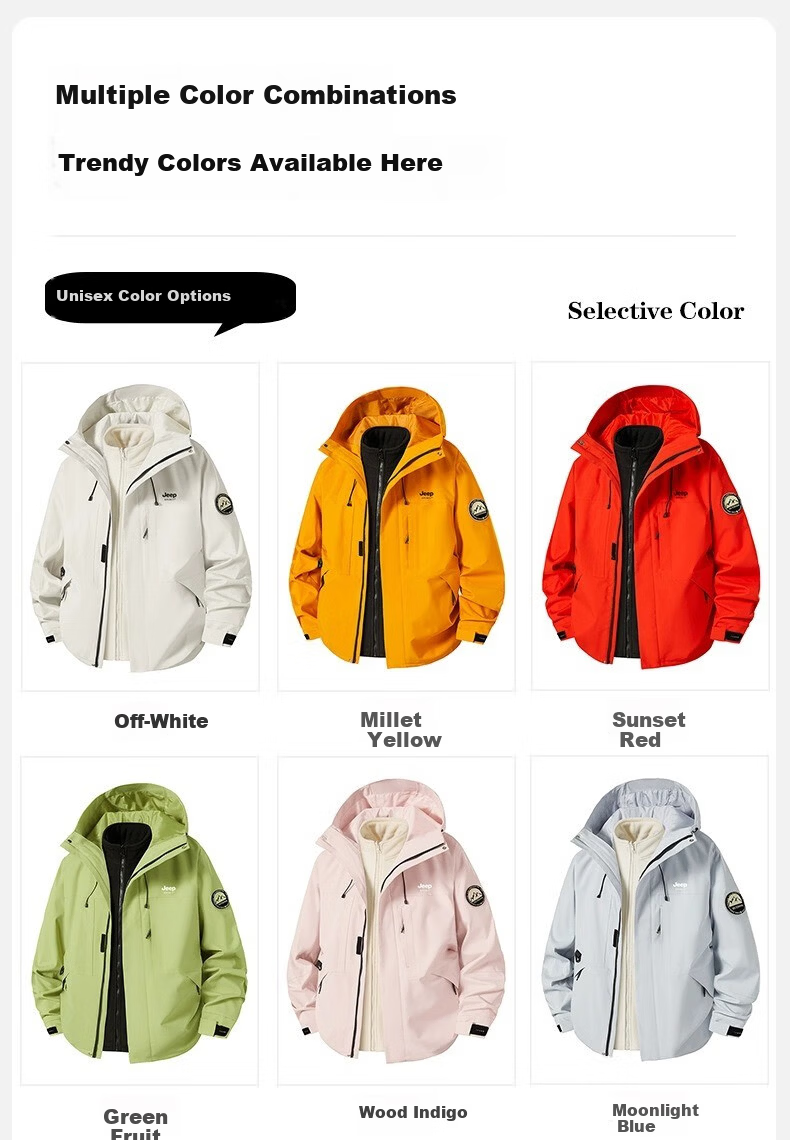 JEEP SPIRIT Men's 3-in-1 Waterproof Outdoor Mountaineering Jacket Autumn Winter Casual Jacket Redwood Brown 3-in-1 M 16