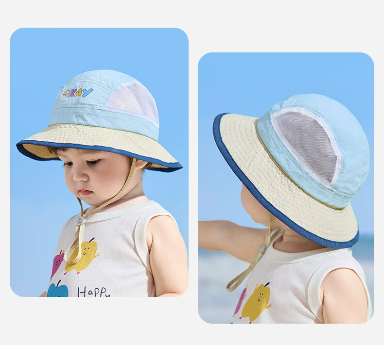 Niduoxiong Children's Sun Protection Hat, UV-Resistant Baby Sun Visor, Water-Repellent Summer Breathable Mesh Fisherman Hat for Boys And Girls 20