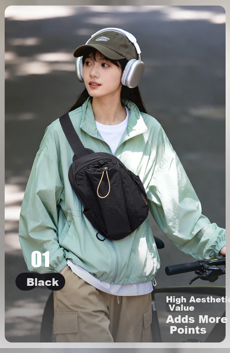 GOLF Men's Chest Bag Crossbody Shoulder Bag Unisex Phone iPad Bag Water Bottle Holder Water-Resistant Sports Cycling Small Backpack 4