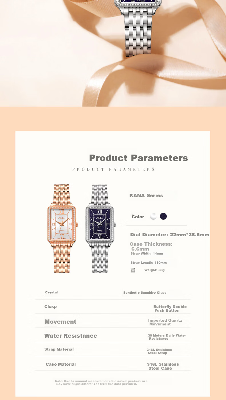 EBOHR Women's Vintage Steel Band Quartz Small Square Watch Ladies Genuine Brand Birthday Christmas Valentine's Day Gift for Girls 10