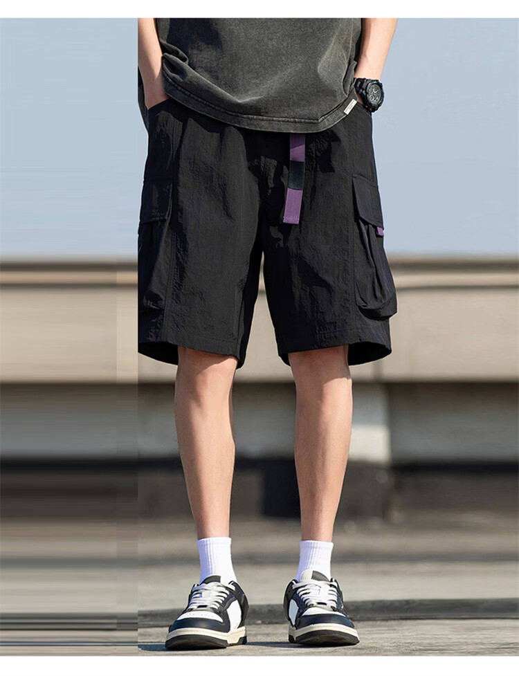 JEEP SPIRIT Men's American Style Ice Silk Shorts Summer Thin Workwear Five-Point Loose Casual Pants Black XL 12