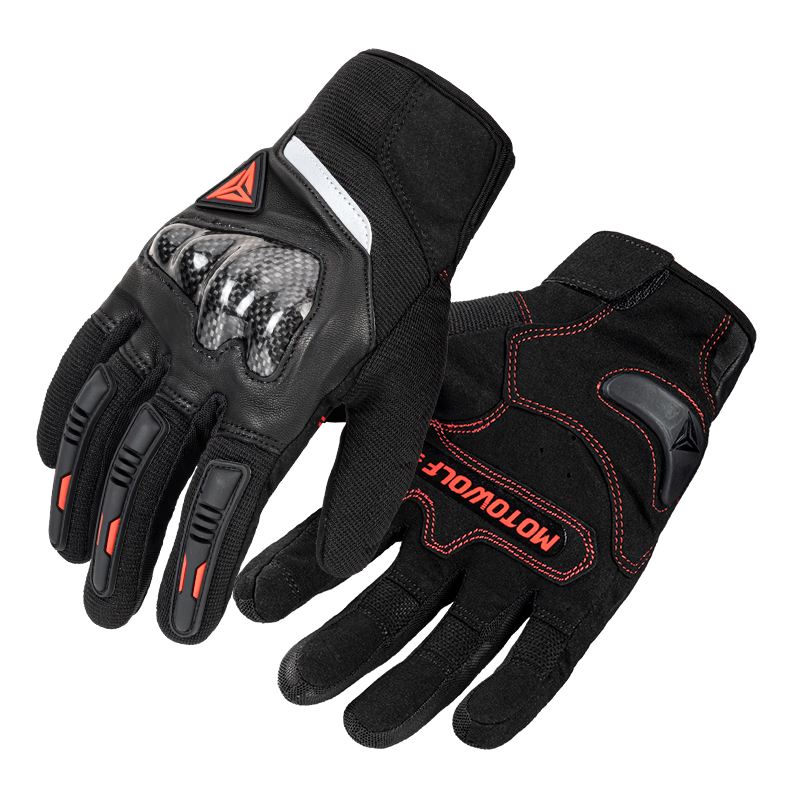 MOTOWOLF Motorcycle Riding Gloves Four Seasons Racing Carbon Fiber Anti-Fall Touchscreen Men
