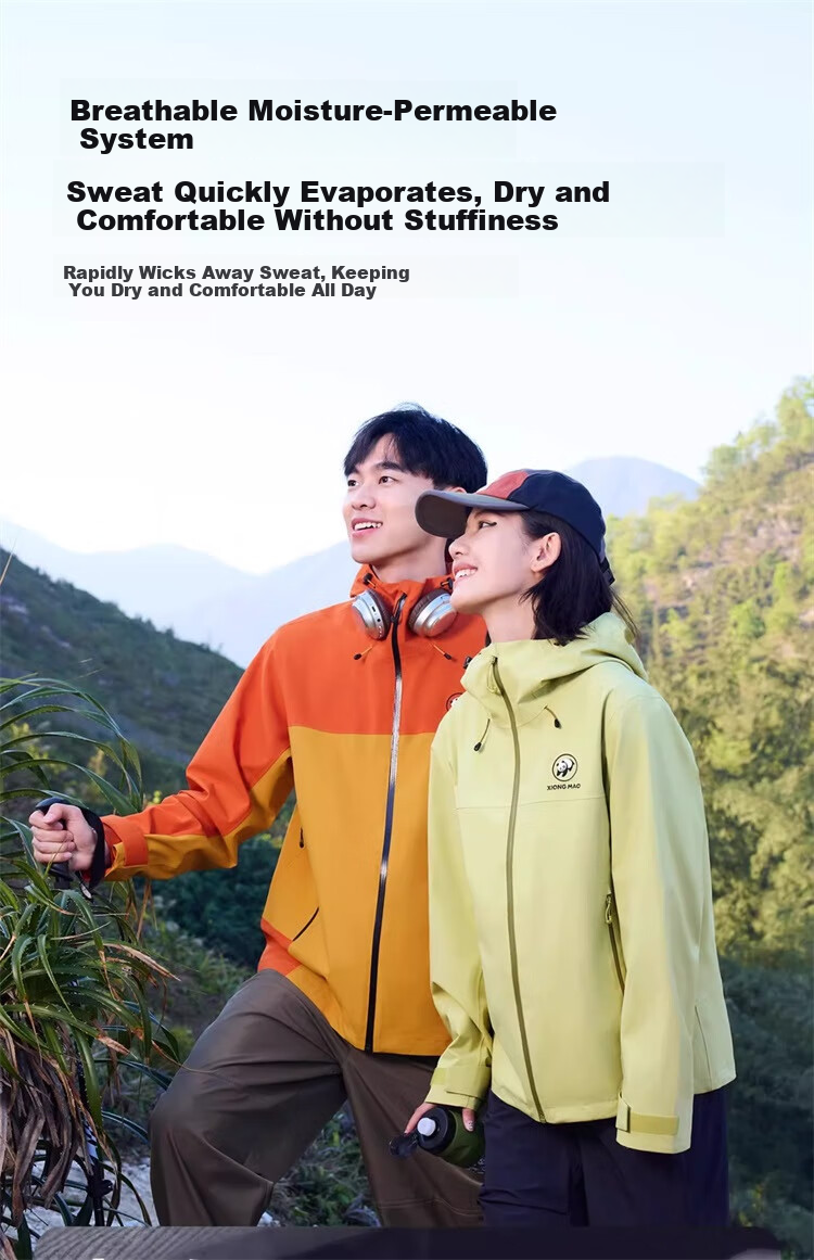 CAMEL Panda Single-Layer Outdoor Windproof Waterproof Mountaineering Cycling Jacket A35BA18158 Phantom Black XS 6