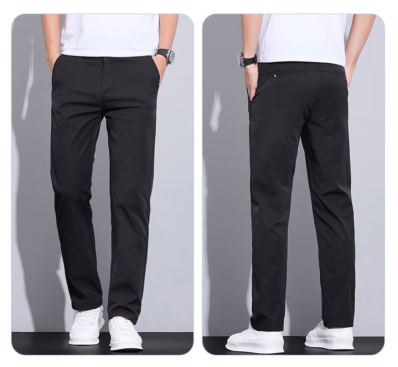 RED DRAGONFLY Men's Casual Business Commuter Loose Straight-Leg Trendy Thick Plus Size Black Pants 34 12