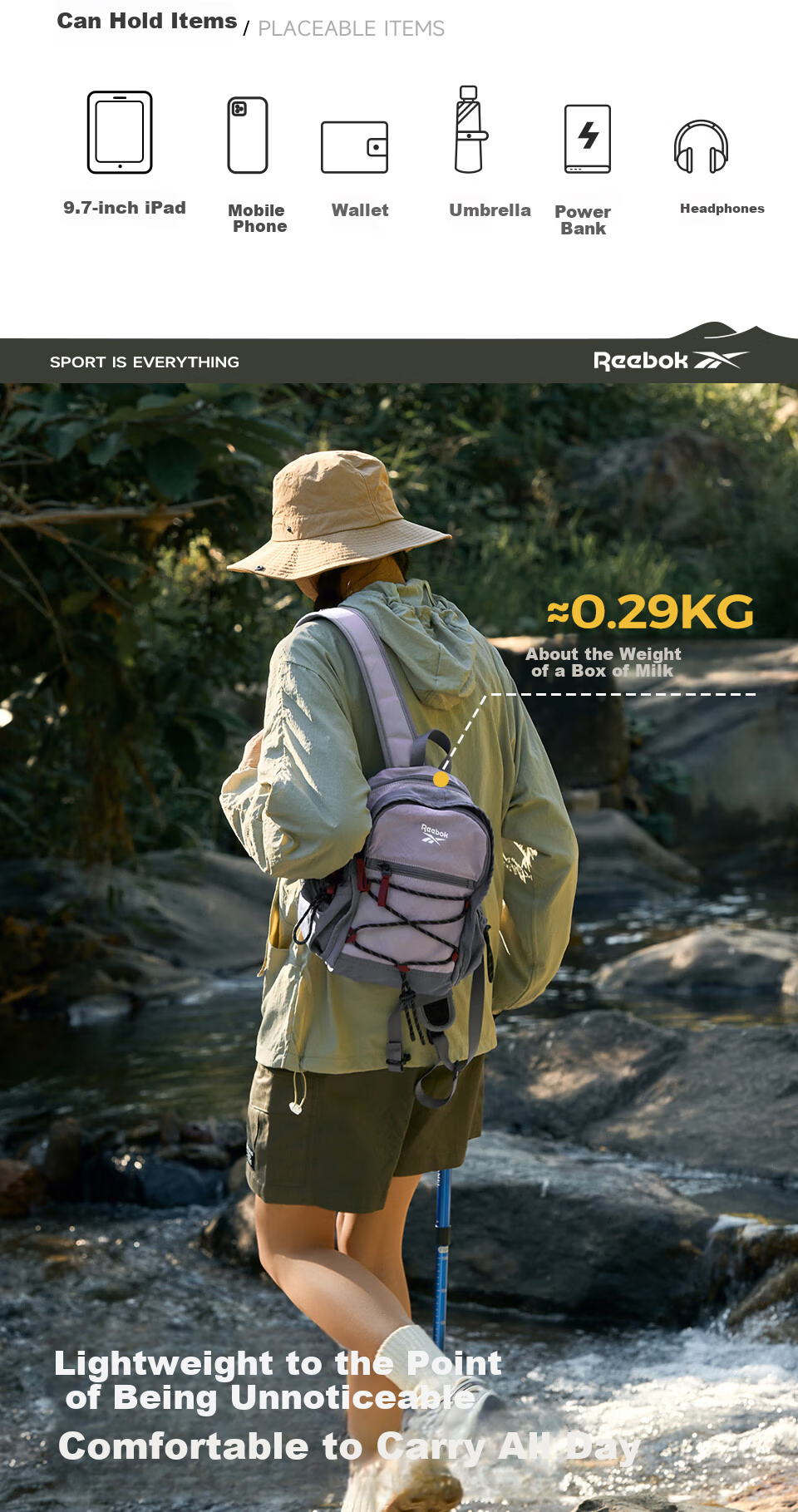 Reebok Lightweight Women's Outdoor Hiking Mini Backpack Sports Small School Bag Mountain Green 5