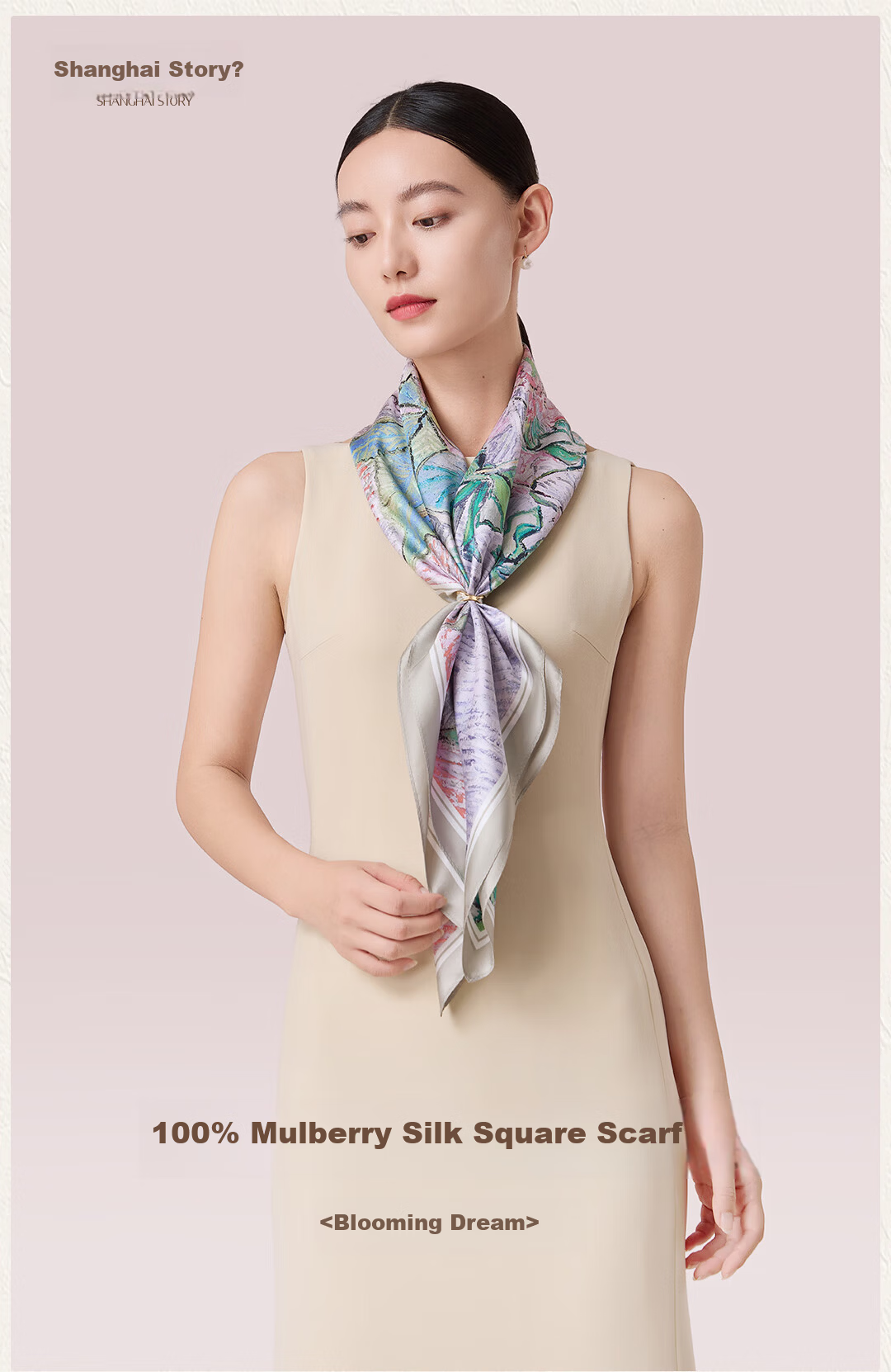 Shanghai Story New Silk Scarf 100% Mulberry Silk Twill Shawl Gift Box for Mom Women's Day Birthday Gift 1