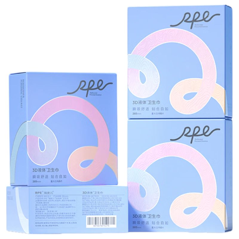 Ruipier Liquid Sanitary Napkins, 3D Ultra-Thin, Comfortable And Breathable, 285mm, 4 Boxes with 24 Pieces in Total, Sold by JD