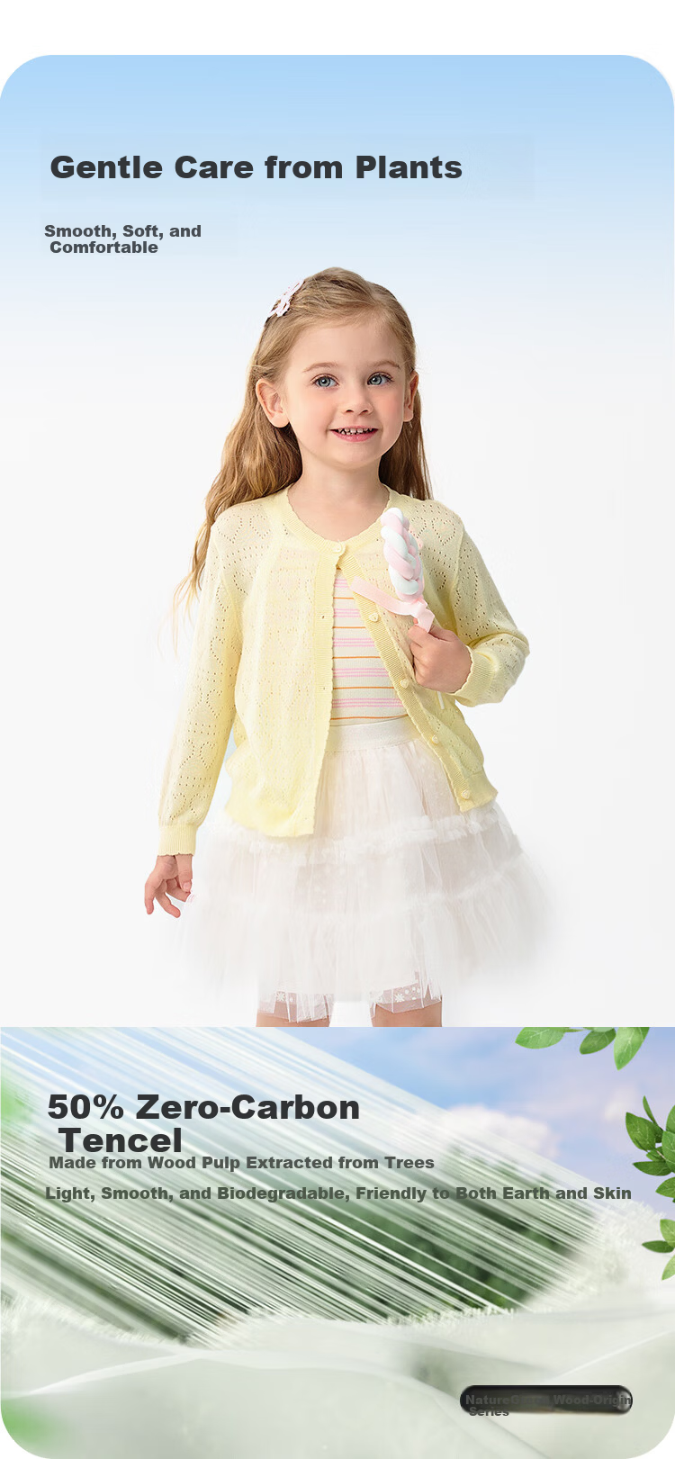 BALABALA Girls' Knit Cardigan Sweater Children's Top Summer 2025 Air-Conditioned Shirt 208225103001 3