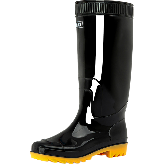 Huili Men's Stylish Rain Boots, Outdoor Waterproof Non-Slip Wear-Resistant HL8075 Tall Black Boots Size 45