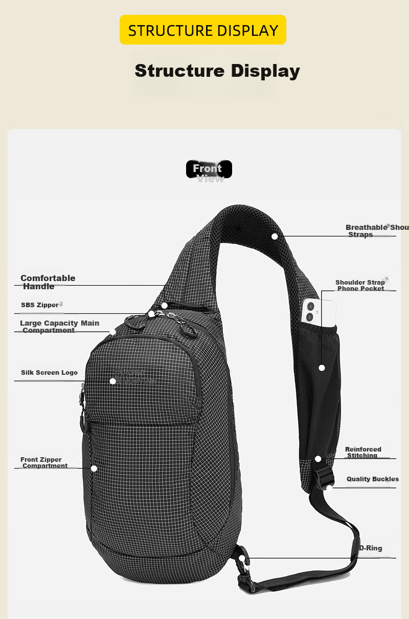 ALPINT MOUNTAIN Outdoor Trendy Crossbody Bag Chest Bag Shoulder Bag Small Backpack Large Capacity Casual Travel Cycling 11