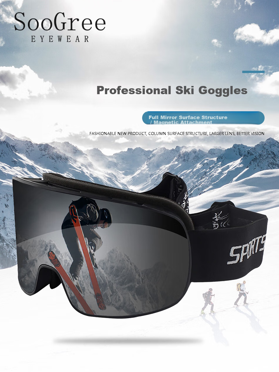 SooGree Ski Sports Prescription Glasses Anti-Fog Protective Goggles Mountaineering Cycling Outdoor Windproof Unisex Professional Myopia 1