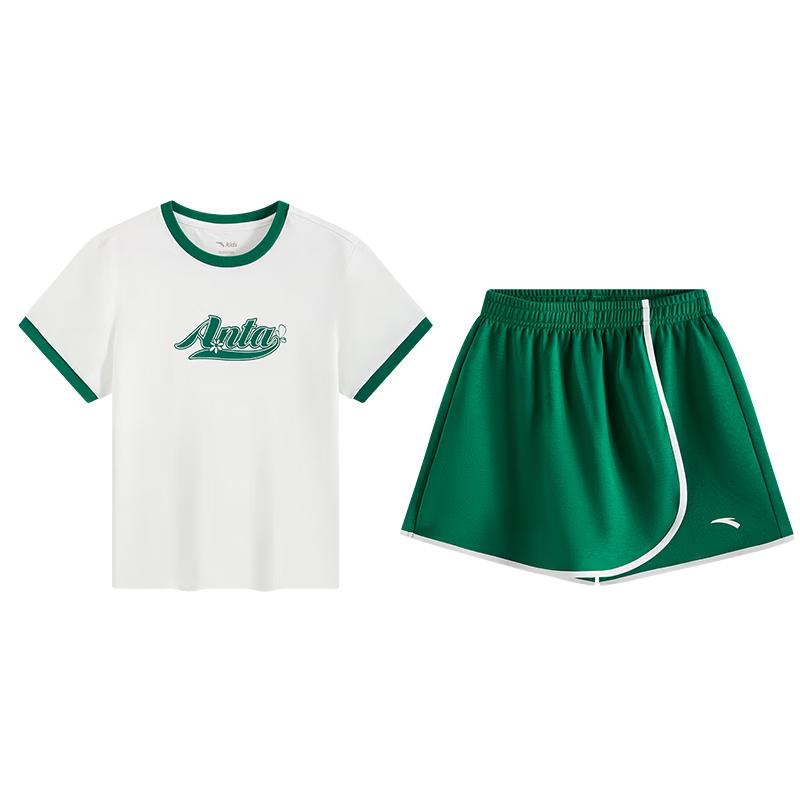 Anta Kids Sports Set Girls 2026 Summer Running Training Short Sleeve Shorts Baby Knitted Set A62628704