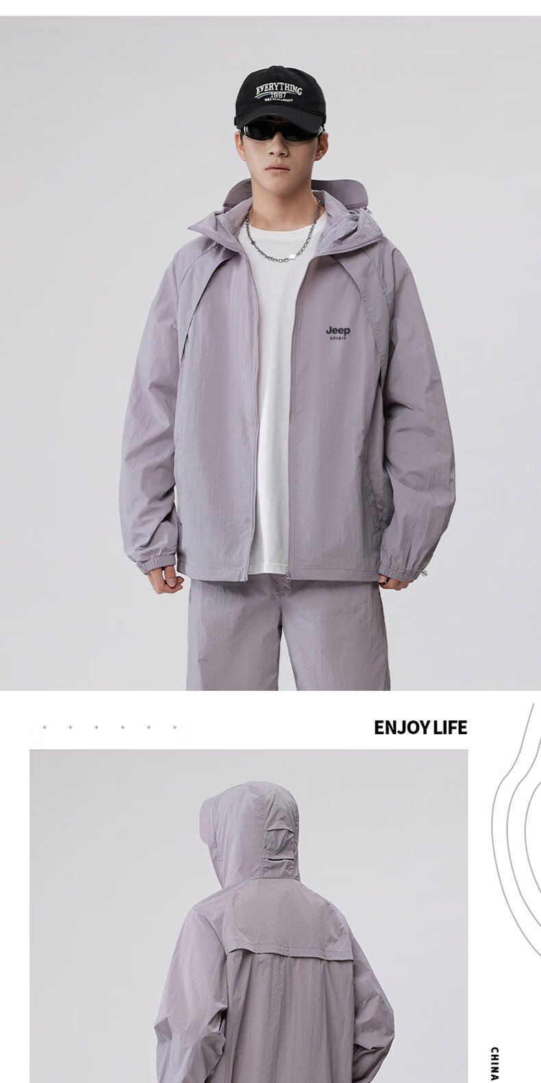 JEEP Outdoor Ice Silk Sun Protection Jacket Unisex Summer UV Protection Fishing Hiking Sunproof Coat Black Gray XS 9