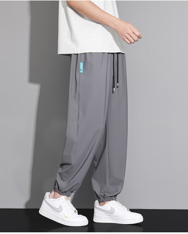 Top Youth Men's Summer Ice Silk Stretch Jogger Sports Pants Plus Size Quick-Dry Loose Casual Pants Black 8XL 11
