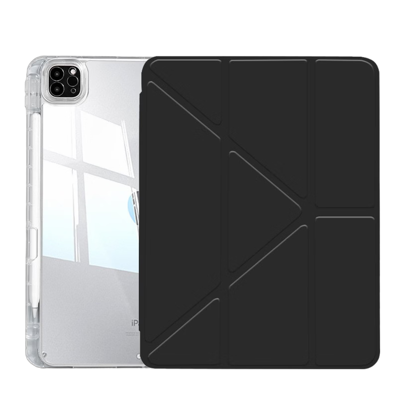 Suoying Smart Y-Fold iPad 12/11/10 Case 2026/25/22 Models Acrylic Silicone Anti-Bend Cover with Pencil Slot for Apple Tablet