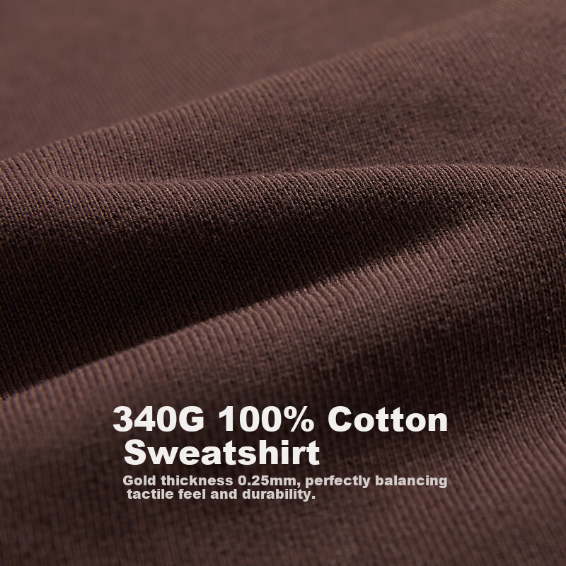 CABBEEN 340G Cotton Sweatshirt Men's Logo Tape Design Casual Autumn Long Sleeve Sweatshirt