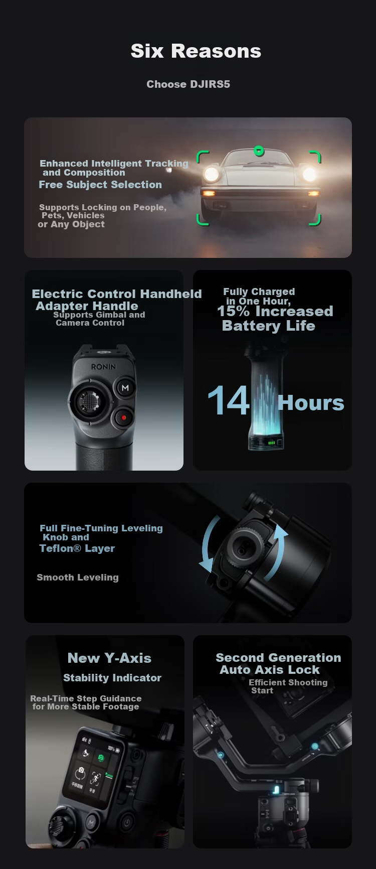 DJI RS 5 Ronin Handheld Gimbal Camera Stabilizer Professional Intelligent Tracking Handheld Camera Stabilizer 3kg Load DSLR Mirrorless Lightweight Commercial Gimbal 2
