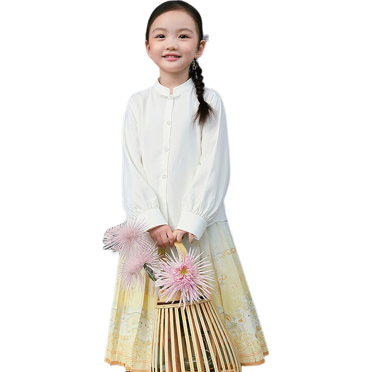 BALABALA BalaOne Girls' Outfit Set, Baby Long-Sleeve 2-Piece Set, 2025 Autumn Collection, Chinese-Style New Trendy, 208325104002