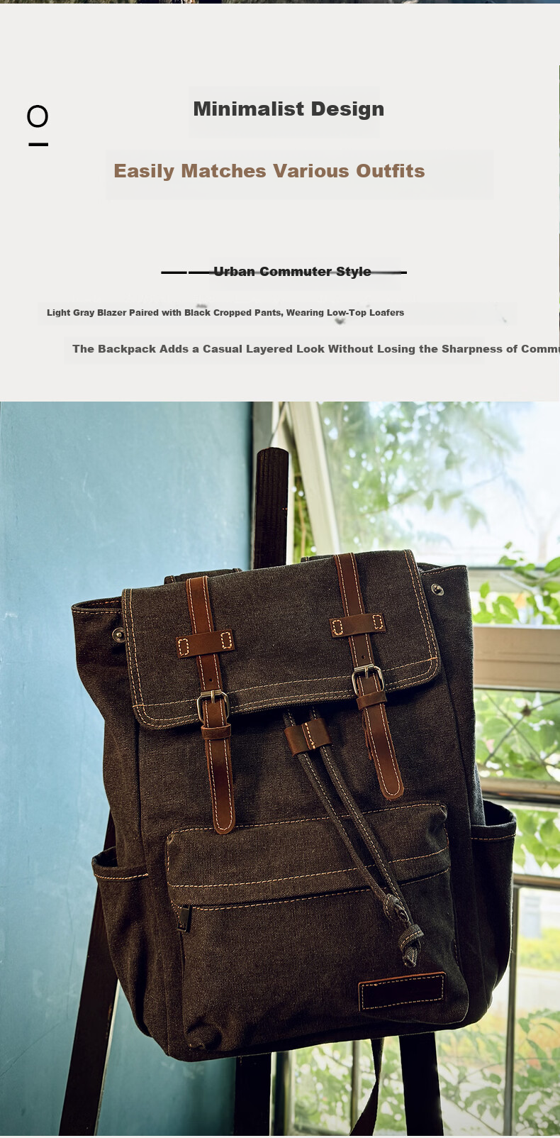World Geography New Genuine Leather Canvas Backpack Unisex Large Capacity 15.6-inch Laptop Student School Bag Arctic Gray 3