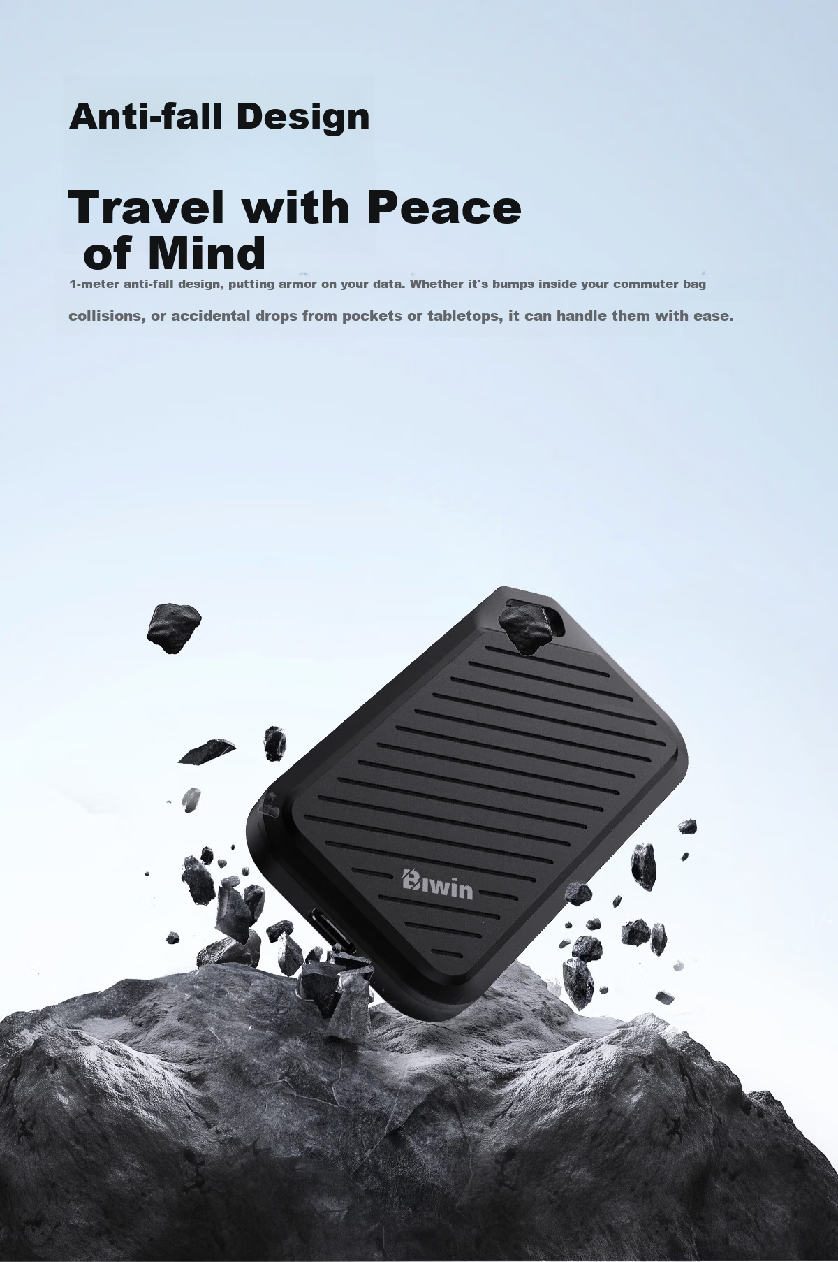 BIWIN 1TB Portable Solid State Drive (PSSD) PD450 Series 430MB/s Read Speed Type-C (USB 3.2) High-Speed SSD Dual Interface for Mobile and PC Direct Connection 7