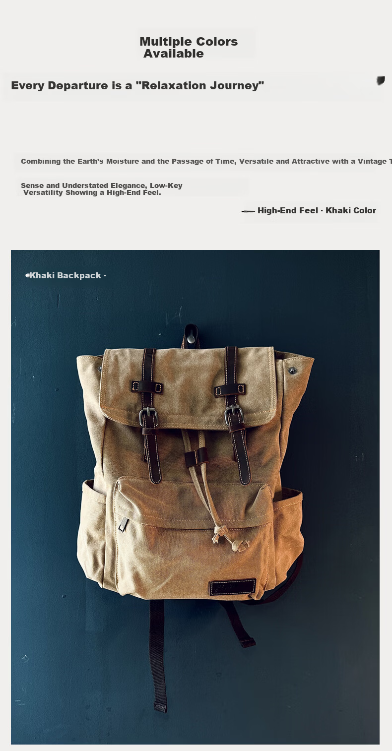 World Geography New Genuine Leather Canvas Backpack Unisex Large Capacity 15.6-inch Laptop Student School Bag Arctic Gray 11