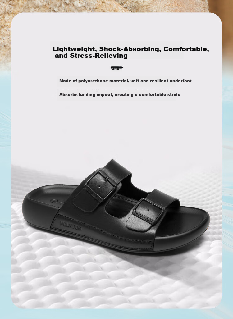 Goldlion Men's Beach Sandals Summer Wearable New Trendy Casual Slippers G596520055AAF Black Size 39 2
