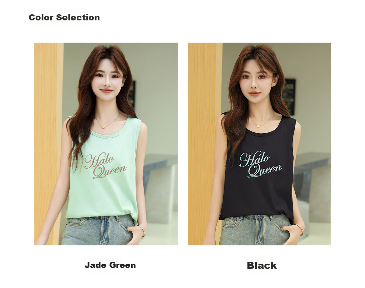 Halo Queen Women's American Style Sleeveless Tank Top Summer Casual Sports T-Shirt H142D3002 15