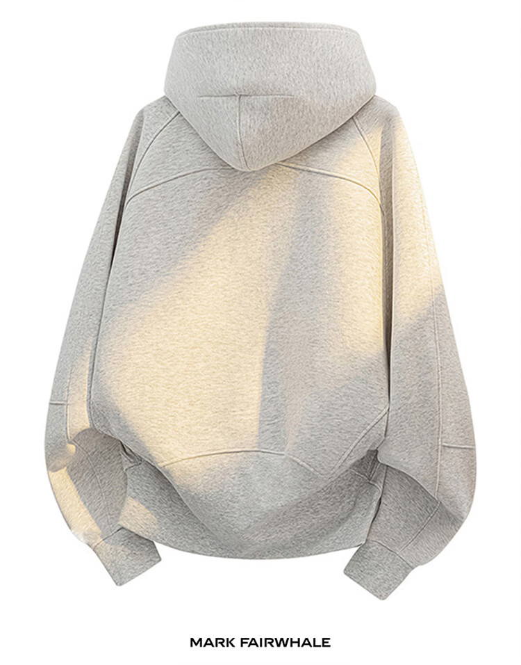 MARK FAIRWHALE Heavyweight Hoodie Men's Spring and Autumn Half-Zip Hooded Jacket Unisex Couple Top White Flower Gray 3XL 6