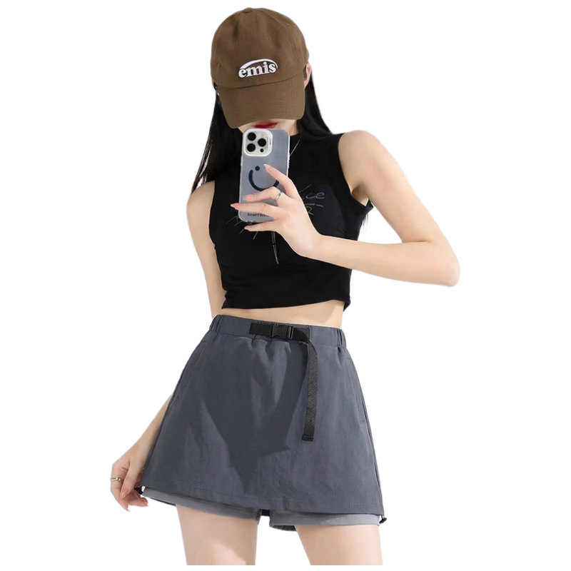 Baleno High-Waisted Cargo Skirt for Women with Lining, New Summer 2026 Fashion Outdoor Forest Style A-Line Short Skirt