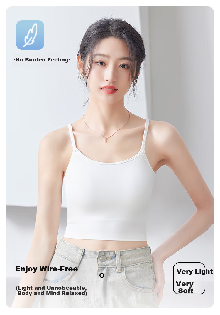 FitonTon Women's Seamless Ice Silk Camisole with Chest Pad, Backless Bra-Free Innerwear, Basic Layering Tank Top 4