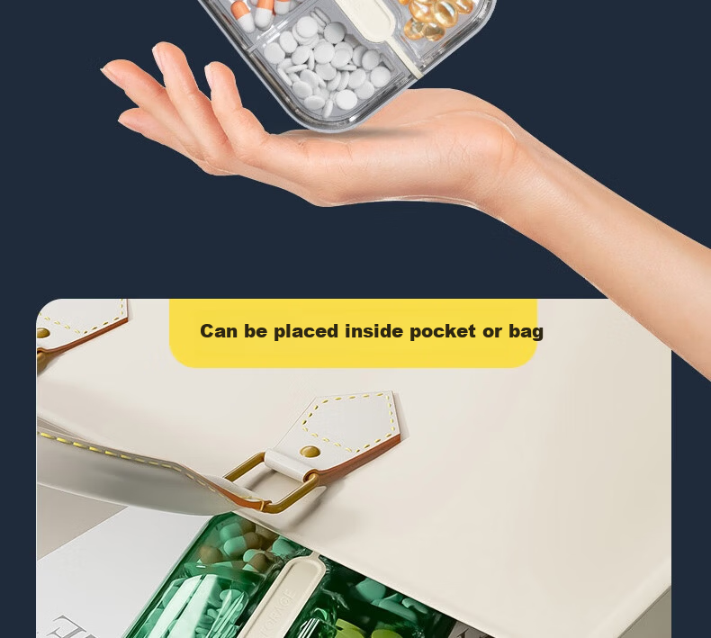 Baiyite Portable Personal Lightproof Weekly Pill Organizer Seven-Day Travel Storage Box Large Capacity Medicine Dispenser 12