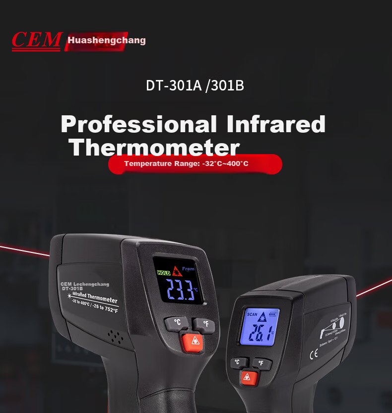 CEM DT-301A Laser Infrared Thermometer Professional High-Precision Industrial Non-Contact High-Temperature Temperature Gun Food Thermometer Kitchen Baking Water Temperature Detector 1