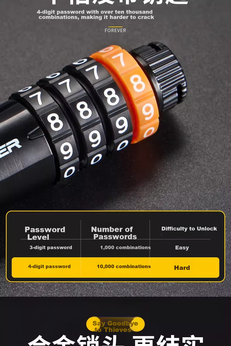 Forever Helmet Lock Bicycle Lock Electric Motorcycle Children's Combination Lock Mountain Road Bike Luggage Anti-theft Lock Black Pink 5
