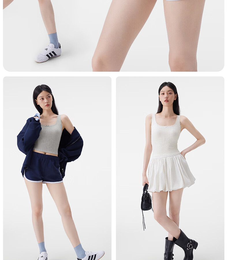 Half Lace Padded Vest Camisole Slim Fit Back Coverage Side Breast Support Bra Integrated Oxygen Blue (Short) M 23