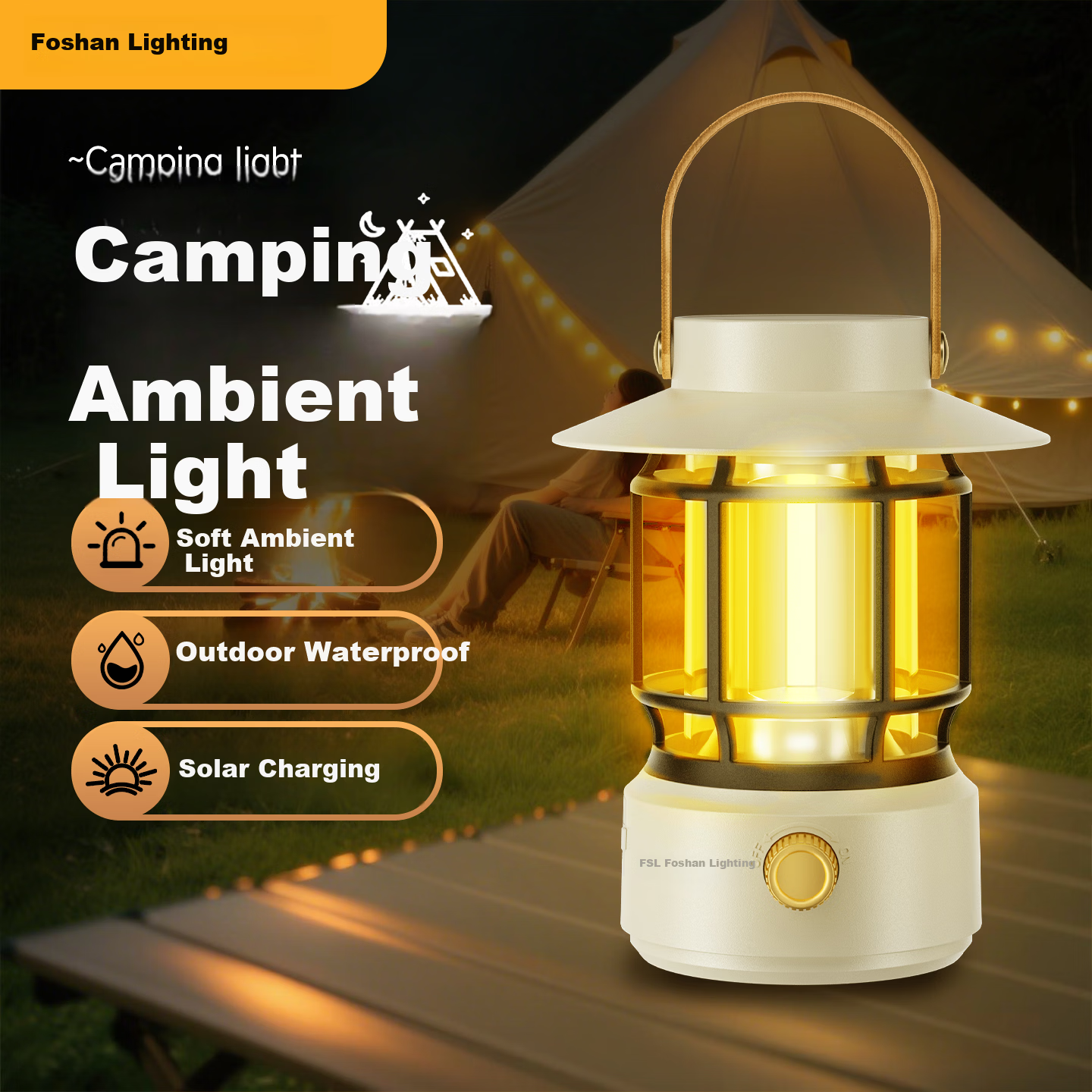 FSL Foshan Lighting Solar Camping Lantern Outdoor Garden Light Rural Use JD Self-operated Camping Tent Camp Light