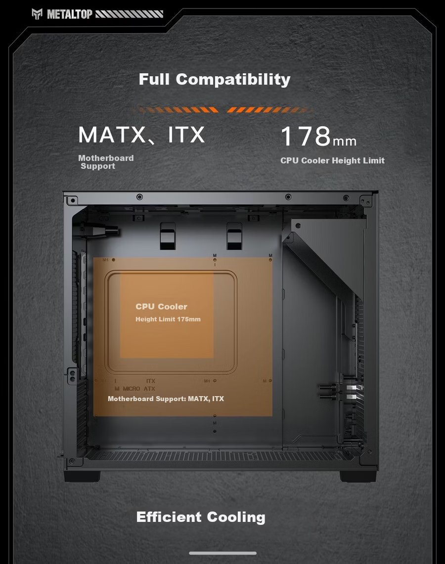 GALAX Metal Master T240 Laptop Case (Portable M-ATX/Reinforced Handle/240mm Radiator/178mm Air Cooling/ATX Power Supply/Long Graphics Card/About 23L) 8