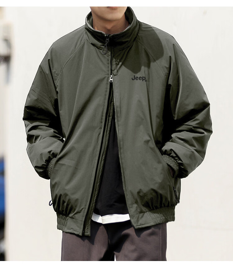 JEEP Men's Spring Autumn Workwear Tactical Jacket Loose Fit Trendy Military Green XL 9