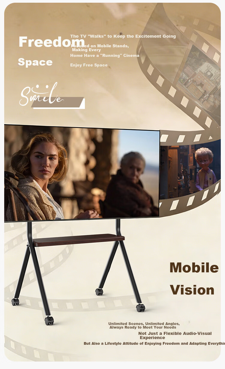 TAZD 50-100 Inch Mobile TV Stand Rolling Cart for PS5 Sony Hisense Huawei Skyworth TCL Changhong Mobile TV Mount 3
