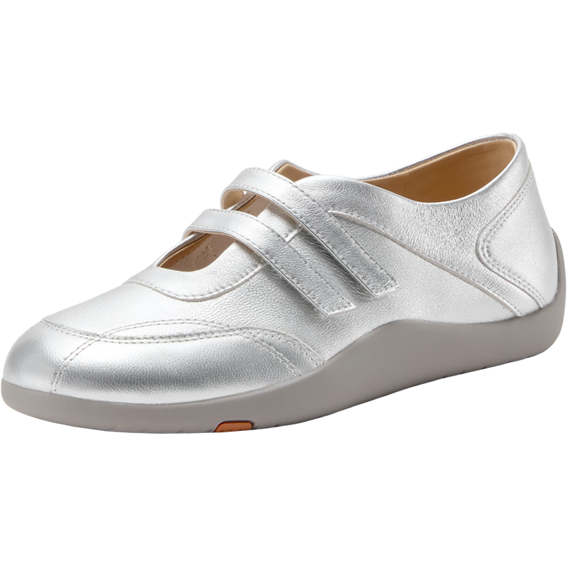 Bata Prince Qi Style Women's Sheepskin Derby Shoes Jenny Soft Leather Couple Thin Sole Silver ALI43CA5 Size 38