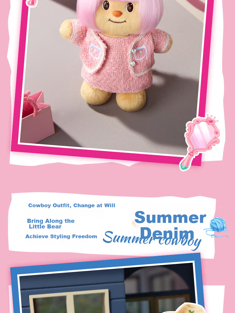 X11 SPACE Butter Bear OOTD Dress-up PVC Keychain Plush Single Blind Box Gift Doll Figurine Display 5
