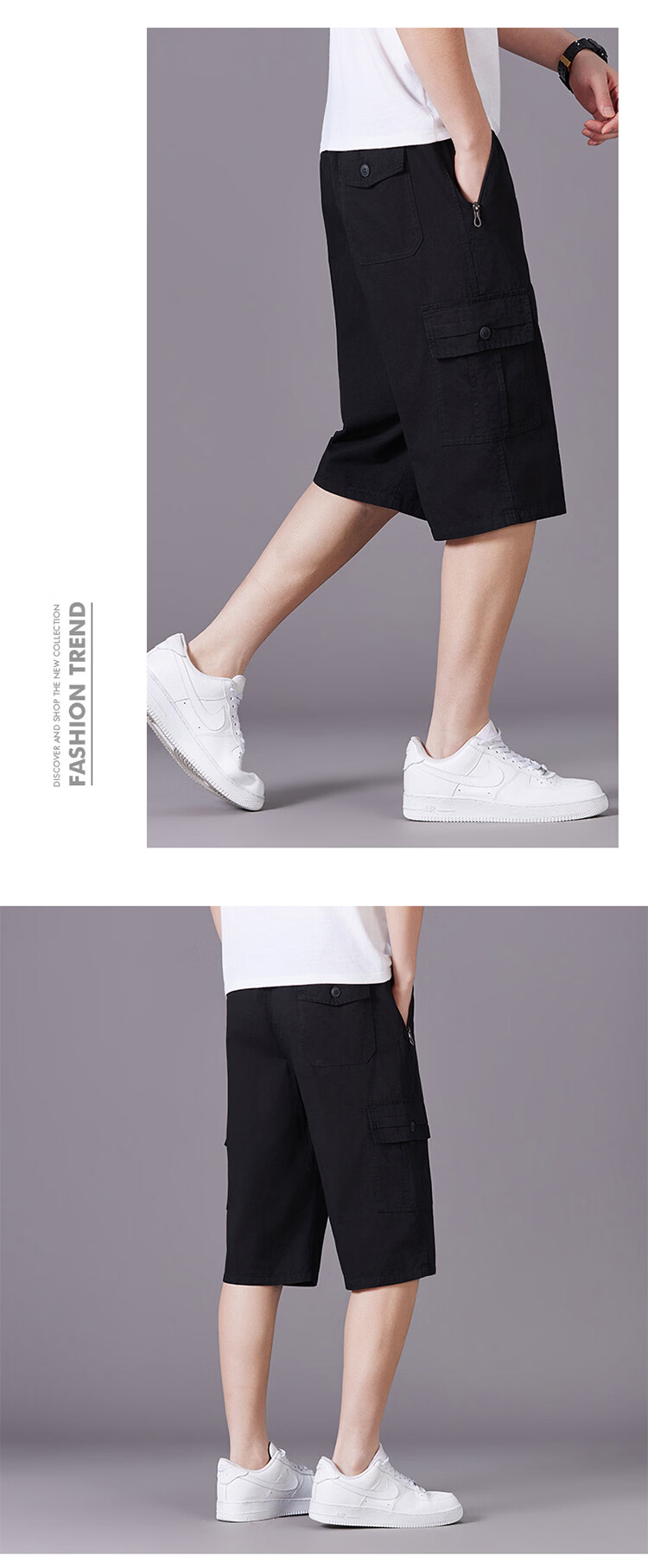 TUCANO Men's Summer Cotton Comfortable Casual Mid-Aged Seven-Point Running Sports Shorts for Dad Black 3XL 15
